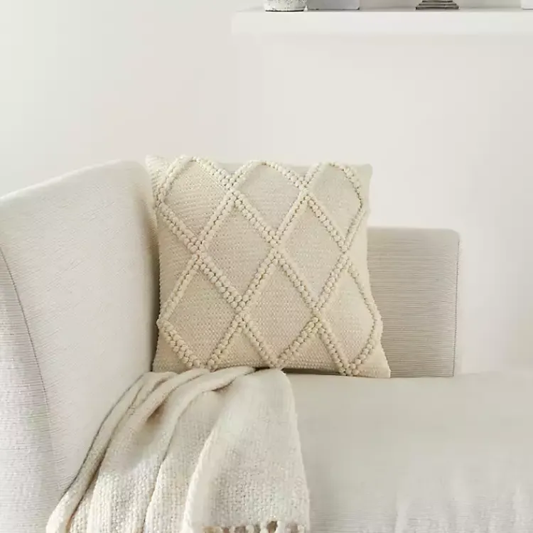 Pillows>Kirklands Home Ivory Diamond Lattice Throw Pillow White