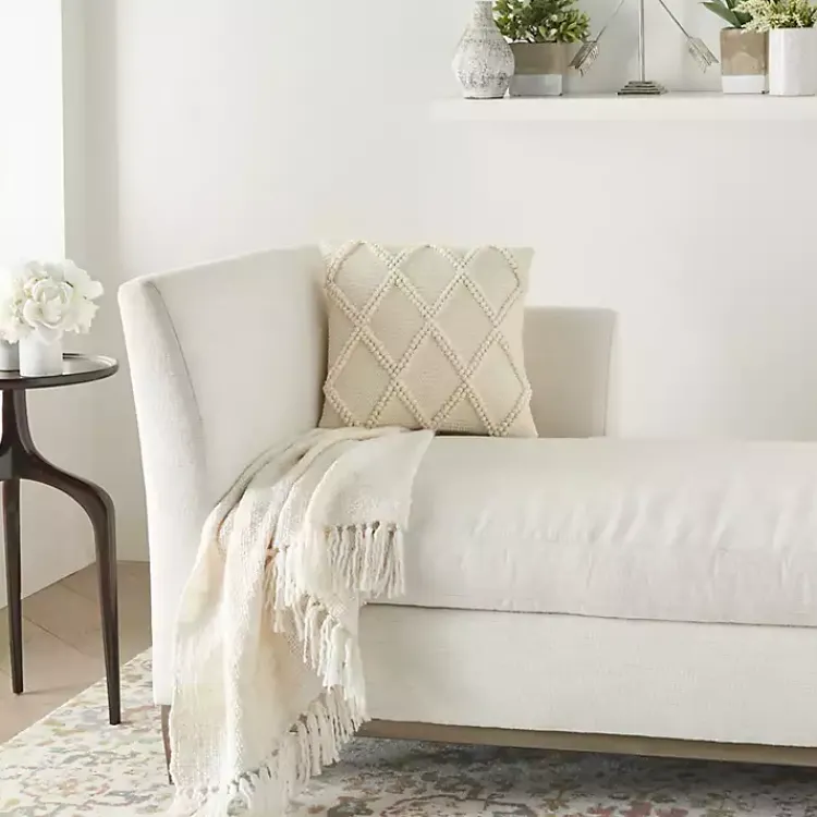 Pillows>Kirklands Home Ivory Diamond Lattice Throw Pillow White