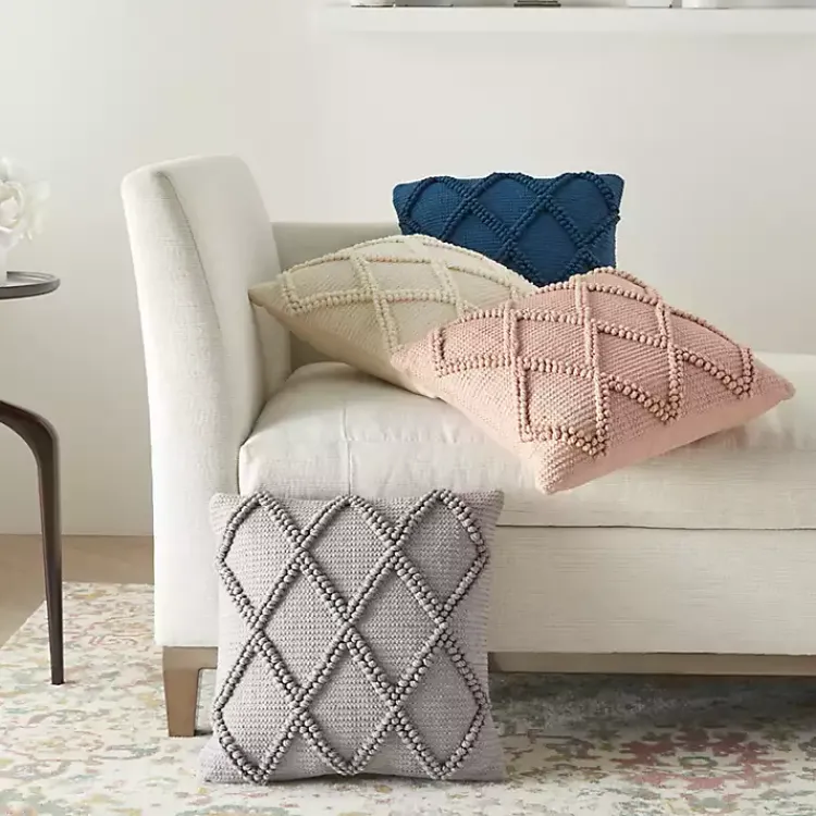 Pillows>Kirklands Home Ivory Diamond Lattice Throw Pillow White