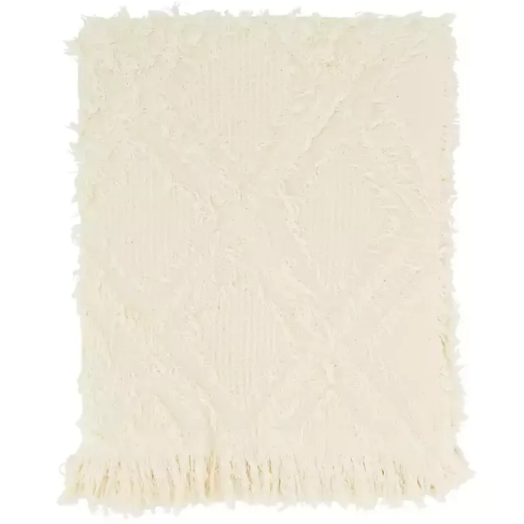Blankets & Throws>Kirklands Home Diamond Pattern Throw Blanket Ivory