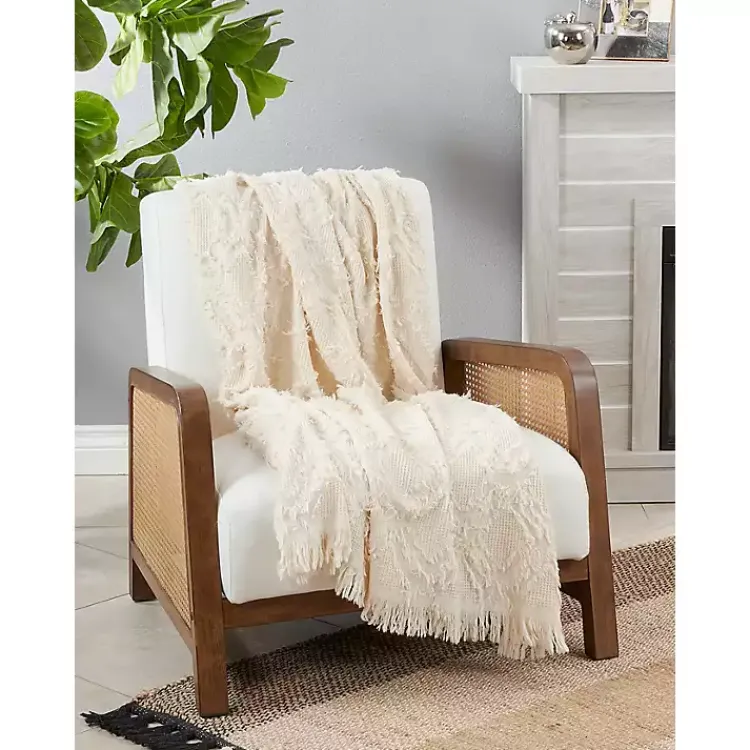 Blankets & Throws>Kirklands Home Diamond Pattern Throw Blanket Ivory