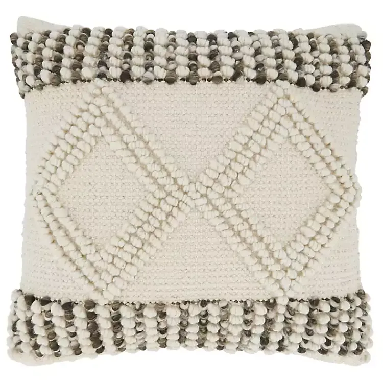 Pillows>Kirklands Home Ivory Diamond Woven Textured Polyester Pillow