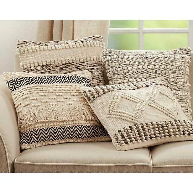 Pillows>Kirklands Home Ivory Diamond Woven Textured Polyester Pillow