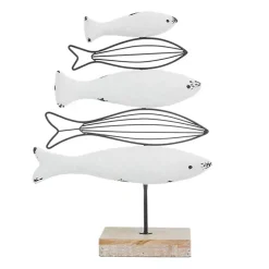 Statues & Figurines>Kirklands Home Ivory Distressed Coastal Fish School Statue