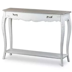Kirklands Home Distressed Streaked Console Table Ivory Best