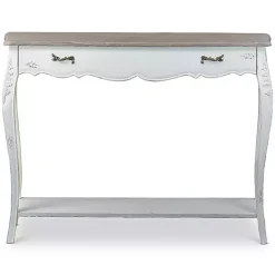 Kirklands Home Distressed Streaked Console Table Ivory Best