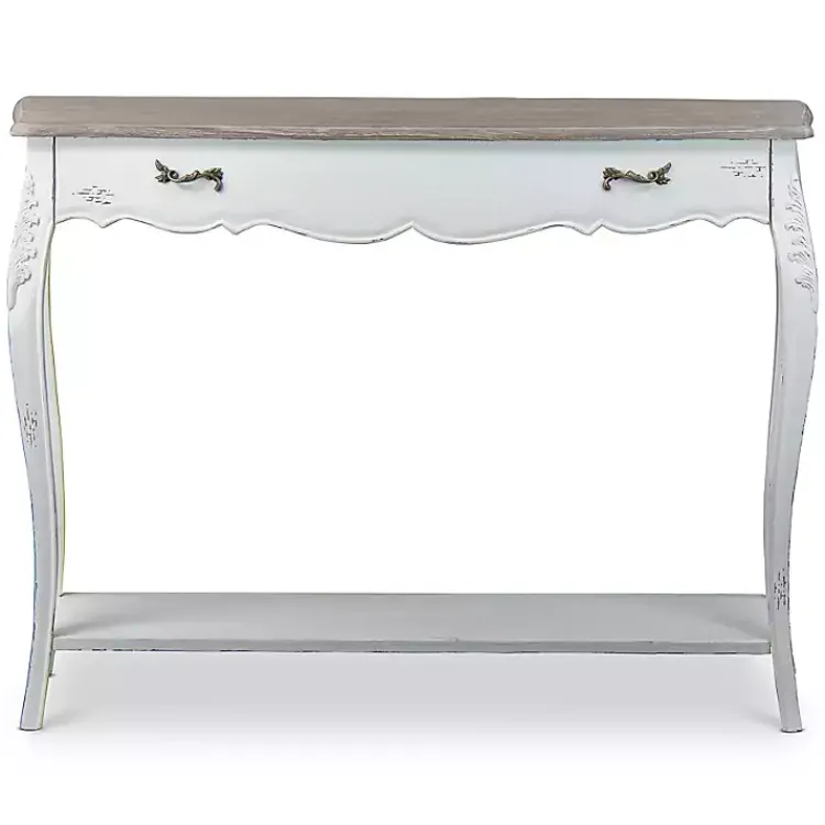 Kirklands Home Distressed Streaked Console Table Ivory Best