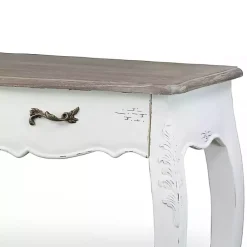 Kirklands Home Distressed Streaked Console Table Ivory Best