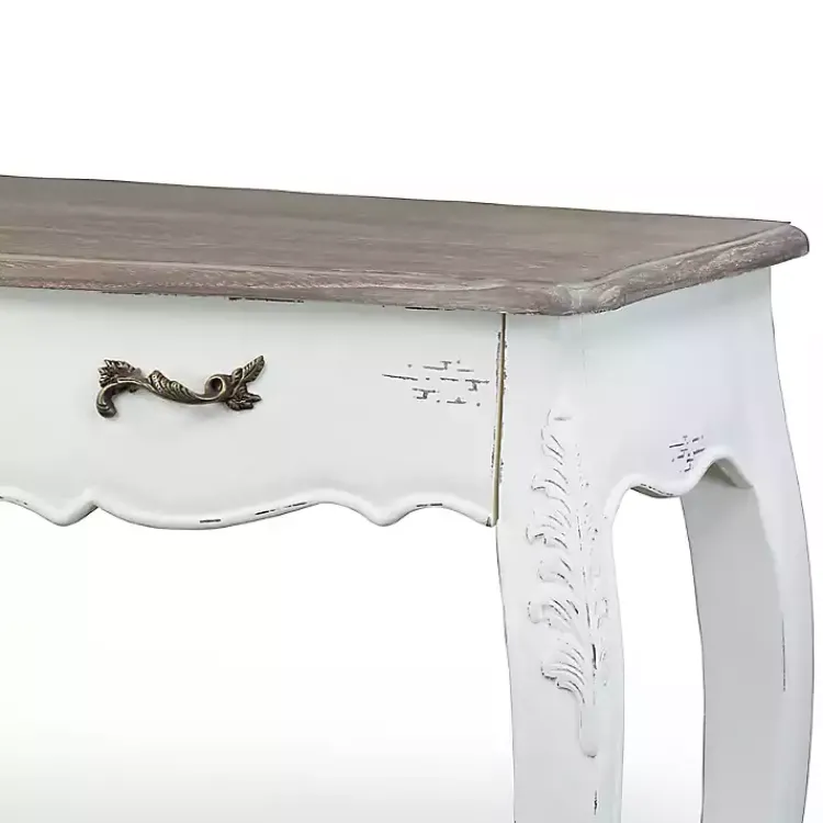 Kirklands Home Distressed Streaked Console Table Ivory Best