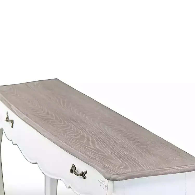 Kirklands Home Distressed Streaked Console Table Ivory Best