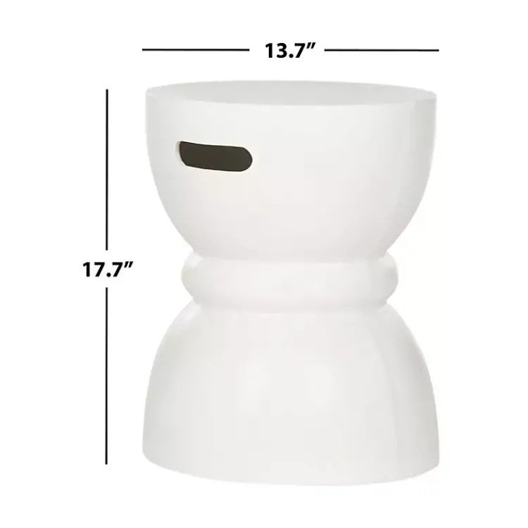 Kirklands Home Drum Accent Table with Handles Ivory Online
