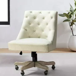 Kirklands Home Dylan Upholstered Office Chair Ivory New