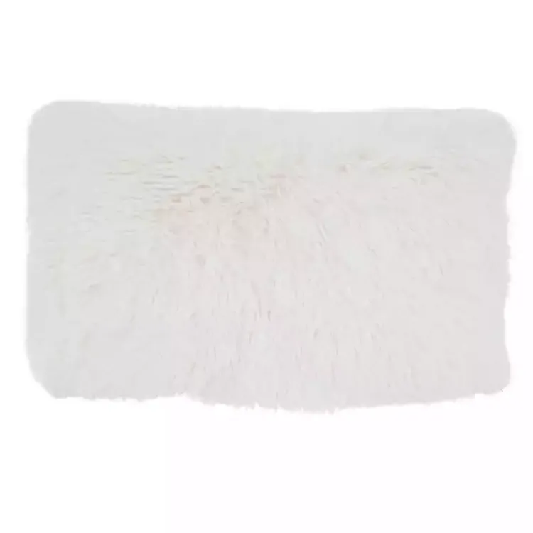 Pillows>Kirklands Home Ivory Faux Fur Fluffy Lumbar Throw Pillow White