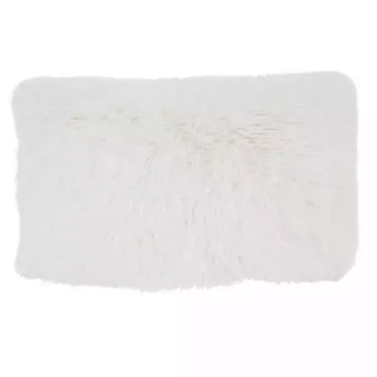 Pillows>Kirklands Home Ivory Faux Fur Fluffy Lumbar Throw Pillow White