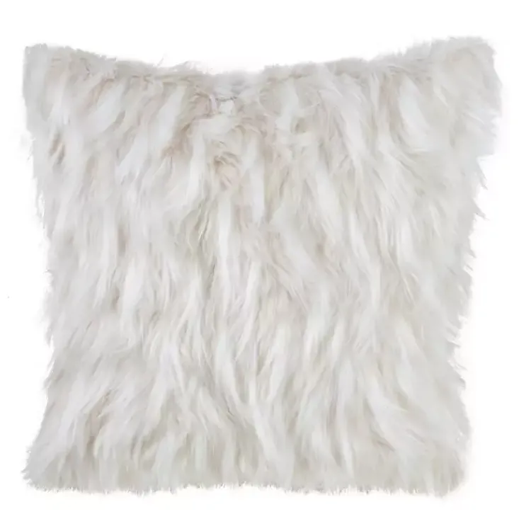 Pillows>Kirklands Home Faux Fur Polyester Pillow Ivory