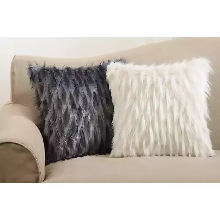 Pillows>Kirklands Home Faux Fur Polyester Pillow Ivory