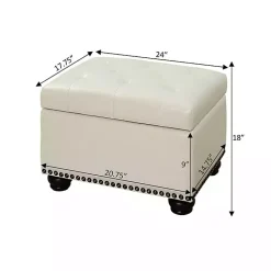 Kirklands Home Faux Leather Jessy Storage Ottoman Ivory Clearance