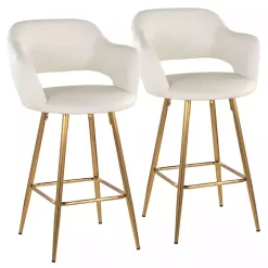 Kirklands Home Faux Leather Marge Counter Stools, Set of 2 Ivory Online