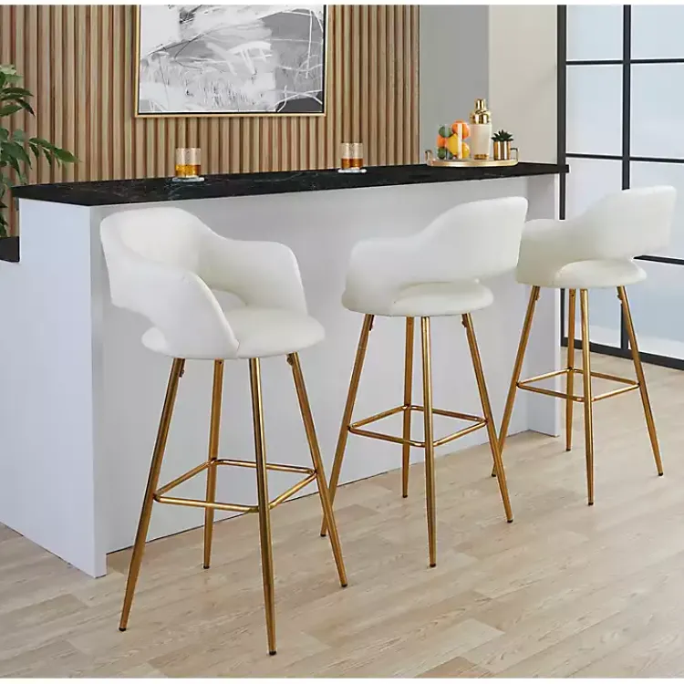 Kirklands Home Faux Leather Marge Bar Stools, Set of 2 Ivory Online