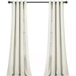 Kirklands Home Faux Linen Curtain Panel Set, 84 in. Ivory New