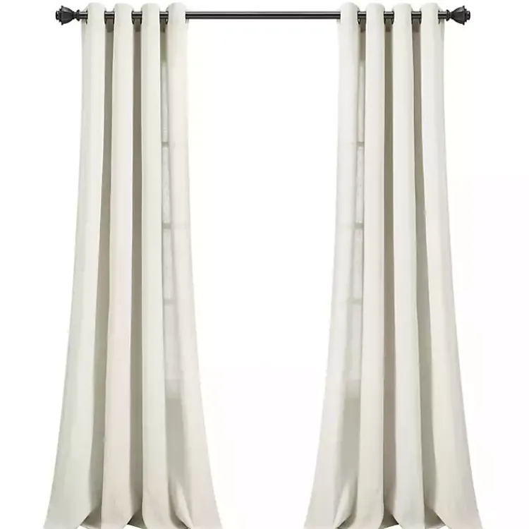 Kirklands Home Faux Linen Curtain Panel Set, 84 in. Ivory New