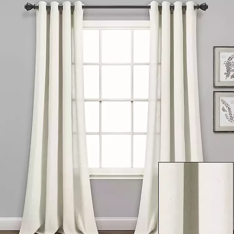 Kirklands Home Faux Linen Curtain Panel Set, 84 in. Ivory New