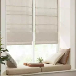 Kirklands Home Faux Silk Room Darkening Roman Shade, 27 in. Ivory Sale