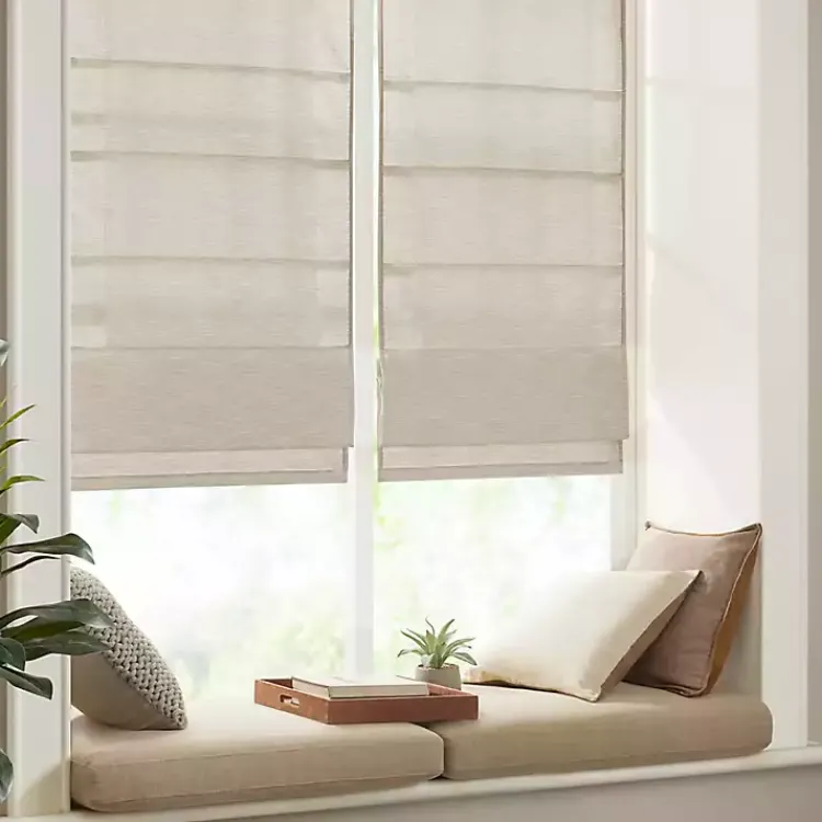 Kirklands Home Faux Silk Room Darkening Roman Shade, 27 in. Ivory Sale
