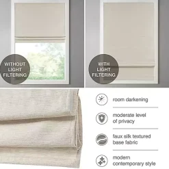 Kirklands Home Faux Silk Room Darkening Roman Shade, 35 in. Ivory Discount