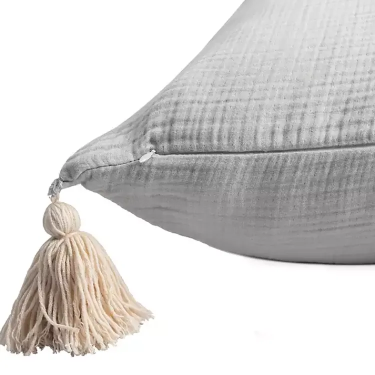 Pillows>Kirklands Home Gauze Organic Tassel Throw Pillow Ivory