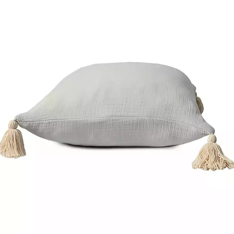 Pillows>Kirklands Home Gauze Organic Tassel Throw Pillow Ivory