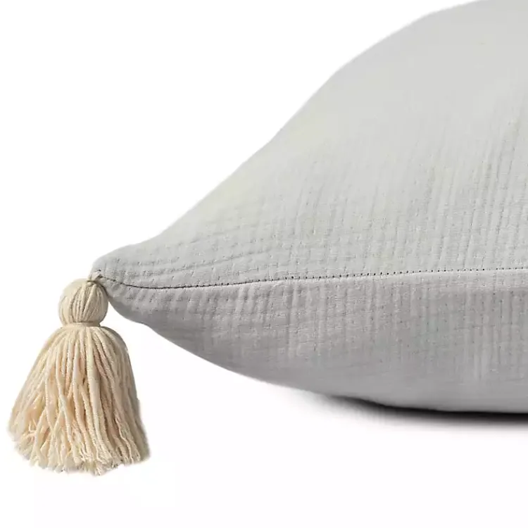 Pillows>Kirklands Home Gauze Organic Tassel Throw Pillow Ivory