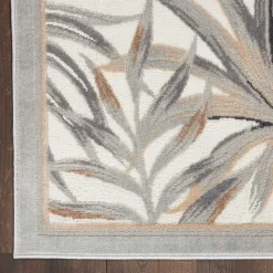 Kirklands Home Ivory Grand Leaf Coastal Area Rug, 5x7 Clearance