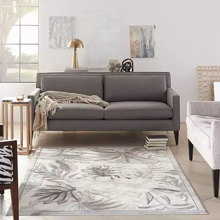 Kirklands Home Ivory Grand Leaf Coastal Area Rug, 5x7 Clearance