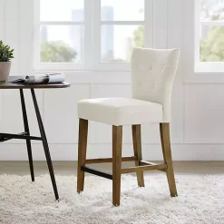 Kirklands Home Ivory Harrison Tufted Counter Stool White Best
