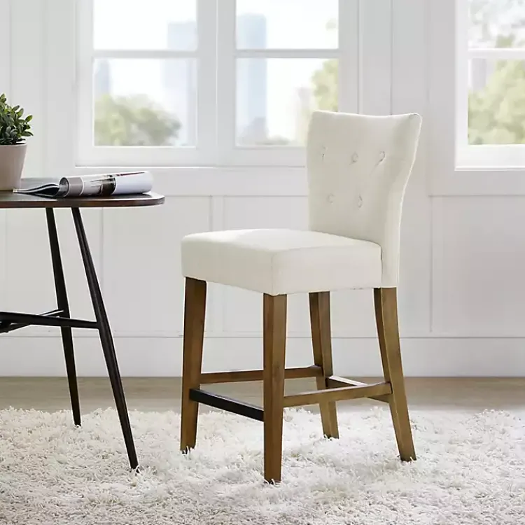 Kirklands Home Ivory Harrison Tufted Counter Stool White Best