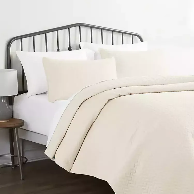 Kirklands Home Herringbone Quilted 3-pc. Queen Coverlet Set Ivory Best