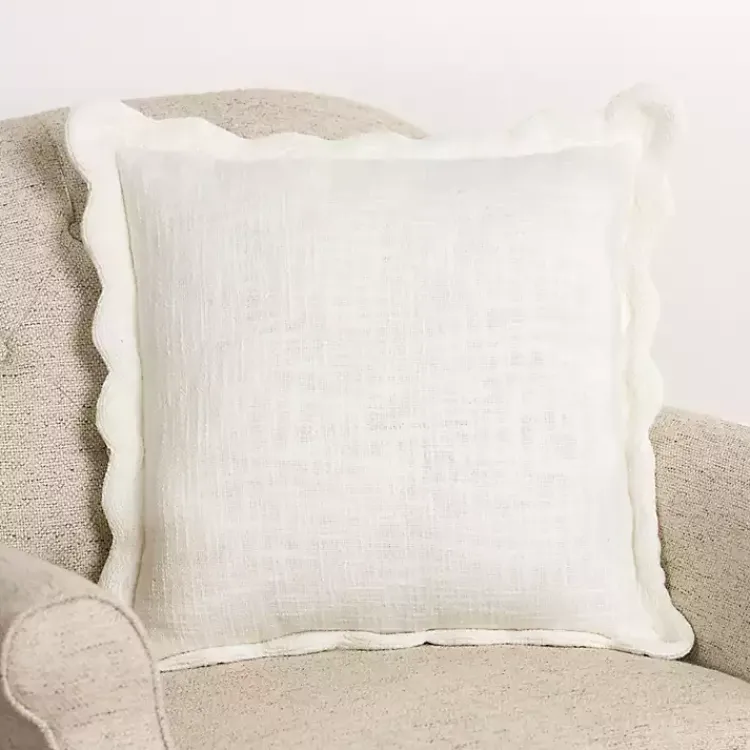Pillows>Kirklands Home Juna Scalloped Pillow, 22 in. Ivory