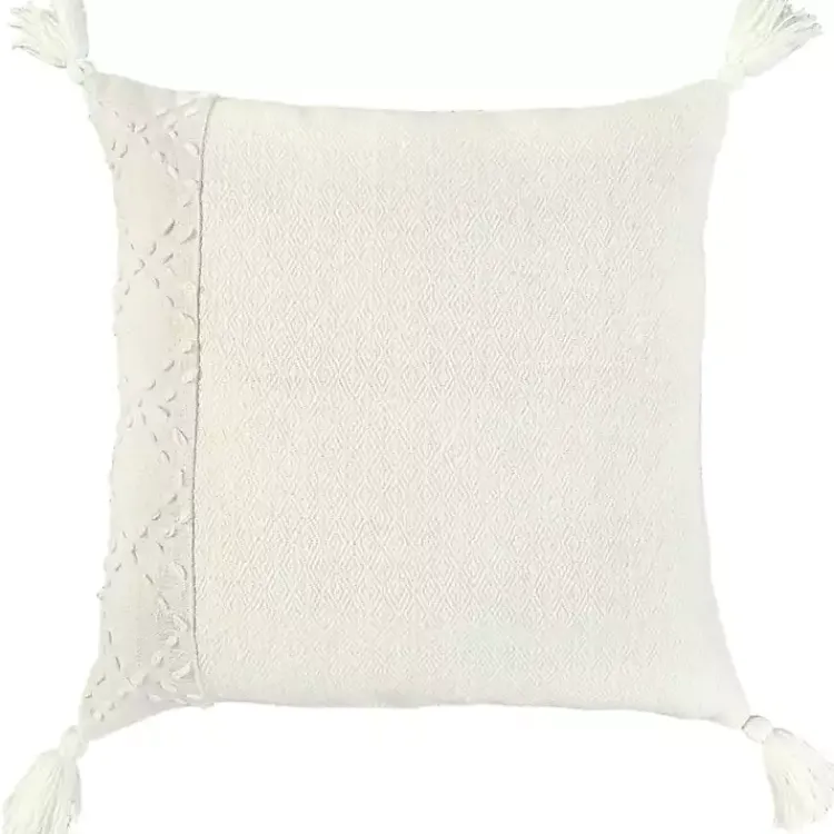 Pillows>Kirklands Home Kantha Stitch Recycled Throw Pillow Ivory