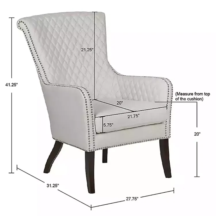 Kirklands Home Ivory Lanea Quilted Accent Chair with Silver Studs White Hot