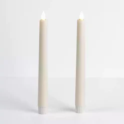 Candles>Kirklands Home Ivory LED Soft Flame Taper Candles, Set of 2 White