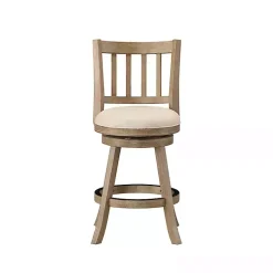 Kirklands Home Linen Slat Back Swivel Counter Stool Ivory Discount