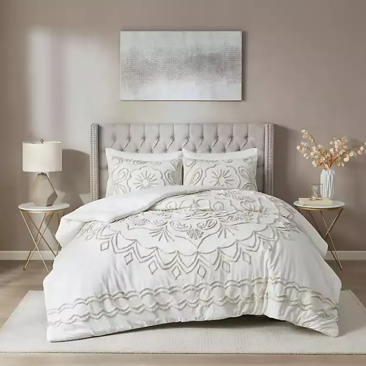 Kirklands Home Medallion Full/Queen 3-pc. Comforter Set Ivory New