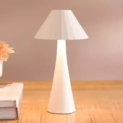 Kirklands Home Metal Ribbed Rechargeable Touch Lamp Ivory