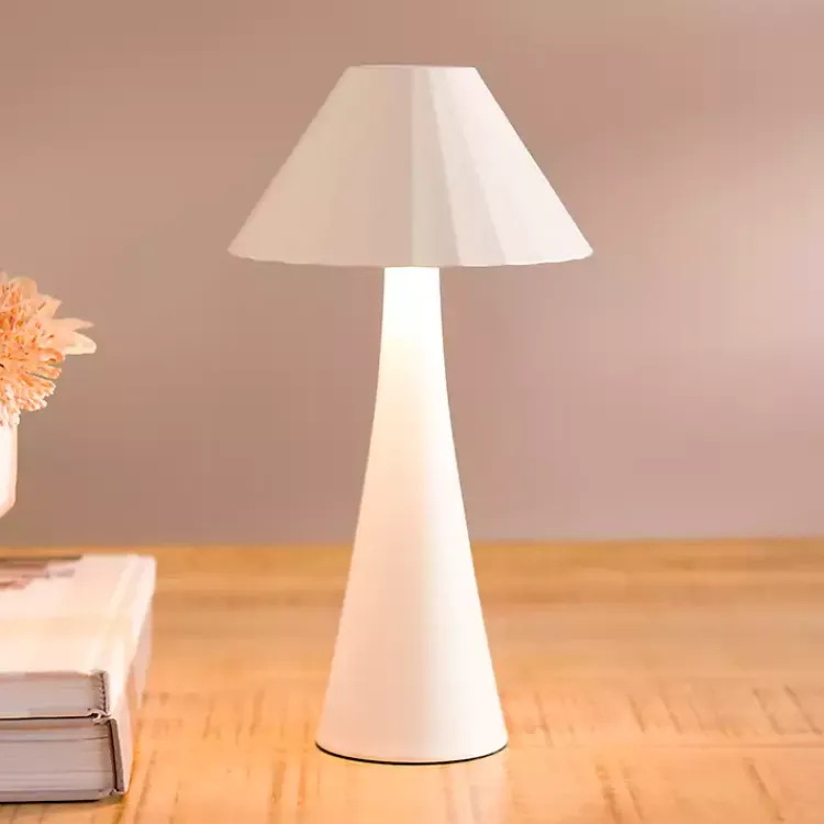 Kirklands Home Metal Ribbed Rechargeable Touch Lamp Ivory