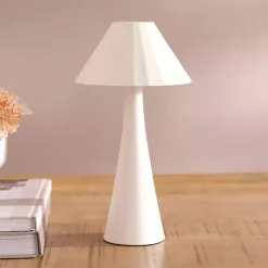 Kirklands Home Metal Ribbed Rechargeable Touch Lamp Ivory