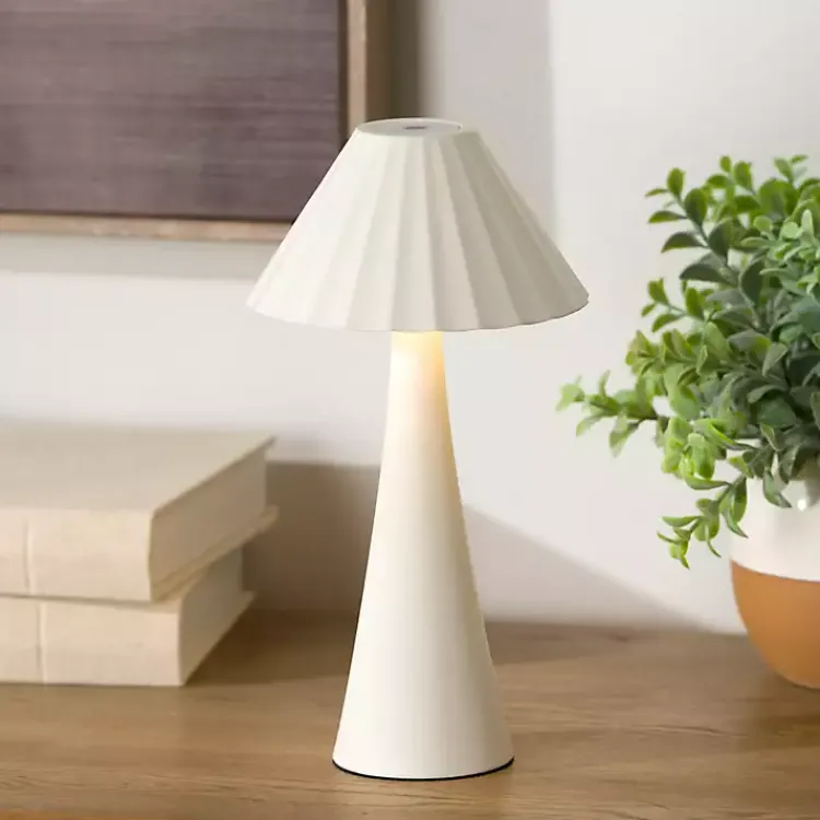 Kirklands Home Metal Ribbed Rechargeable Touch Lamp Ivory