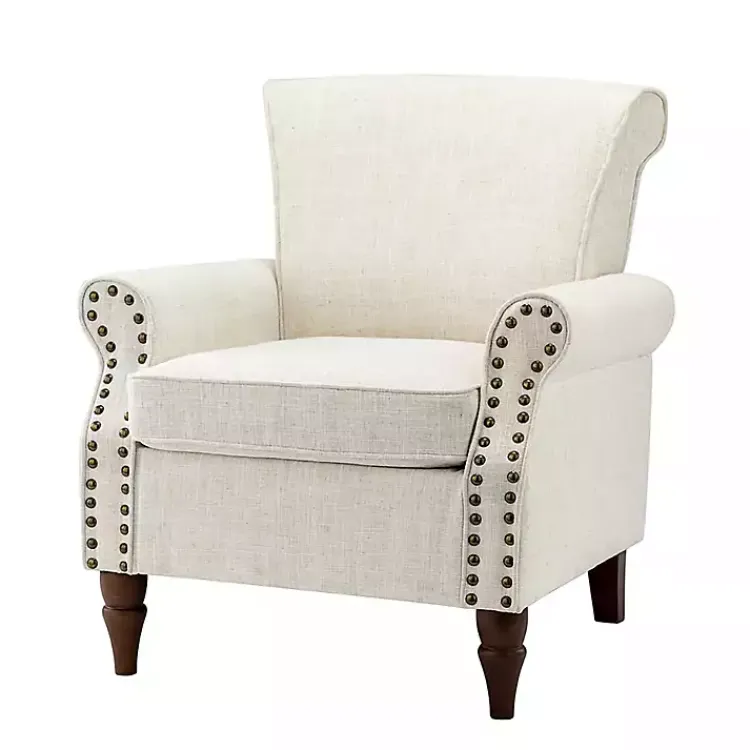 Kirklands Home Miriam Nailhead Trim Armchair Ivory Discount