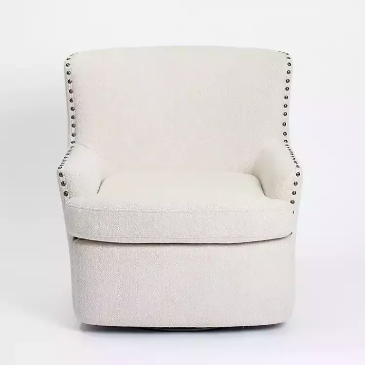 Kirklands Home Nailhead Wingback Swivel Accent Chair Ivory Sale