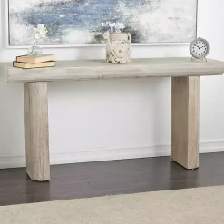 Kirklands Home Natural Wood Grain Console Table Ivory Hot